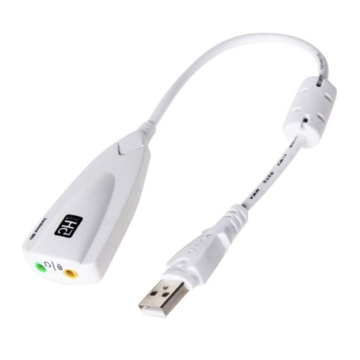 5H V2 USB 2.0 звуков адаптер, с 7.1 plug & play виртуален звук, бял