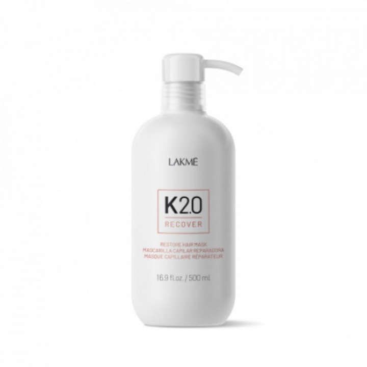 Masca cu peptida K2.0 si acid hialuronic pentru regenerarea si repararea parului 500 ml, Lakme K2.0 Recover Restore Mask