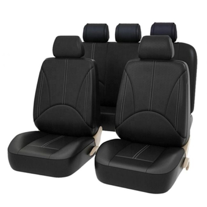 Комплект калъфи за автомобилни седалки, 9 части, Екологична кожа