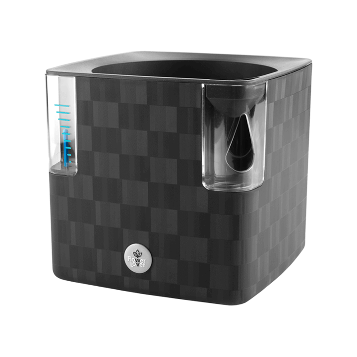 Саксия Hydrostab Cobble 14, За билки, С напоителна система, С индикатор за нивото на водата, Интериорна и екстериорна, 14x14 см, Цвят Антрацит