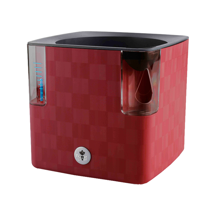 Ghiveci, Hydrostab, Cobble 14, Pentru ierburi, Cu sistem de irigare, Cu indicator de nivel al apei, Interior si exterior, 14x14 cm, Visiniu