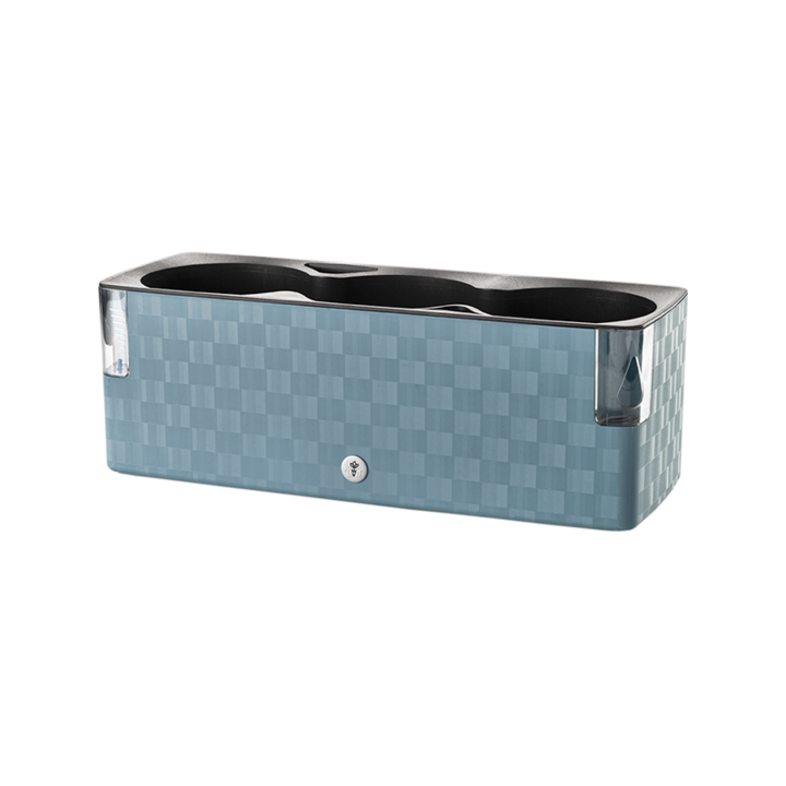 Саксия Hydrostab Cobble Trio 40, За билки, С напоителна система, С индикатор за нивото на водата, Интериорна и екстериорна, 40x14 см, Цвят Стоманено Синьо