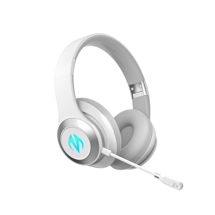 NUBI BC10 Gamer headset, Bluetooth Wireless, LED, Deep Bass, AUX IN, Mikrofon, Hi Fi, PS4/PS5, XBOX, PC, iOS, Android, Fehér