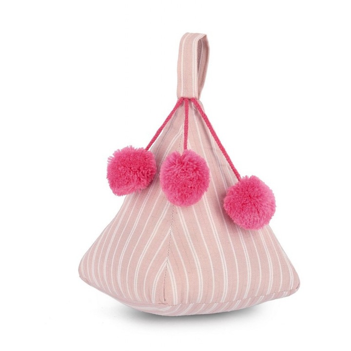 Opritor ușă Bizzotto textil roz crem 14x14x18cm