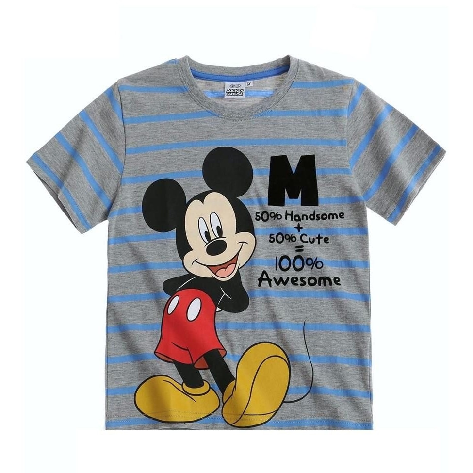 Tricou Disney Mickey Mouse, Gri melange/Albastru, 116 CM