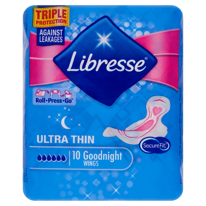 Libresse Ultra Goodnight Egészségügyi betét, 10 db