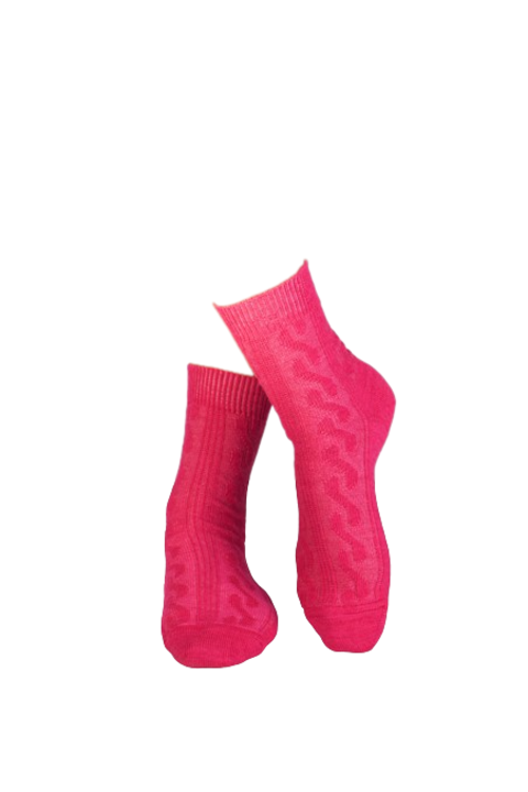 Дебели чорапи от вълна Плитка Фуксия