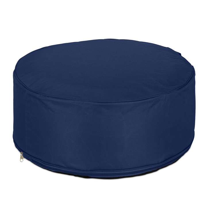 Scaun gonflabil pentru exterior, cu Husa din Poliester, pentru Gradina, Camping sau Picnic, Compact si Usor, Albastru, 26 x 56 cm