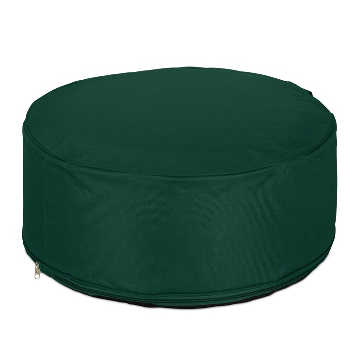 Scaun gonflabil pentru exterior, cu Husa din Poliester, pentru Gradina, Camping sau Picnic, Compact si Usor, Verde, 26 x 56 cm