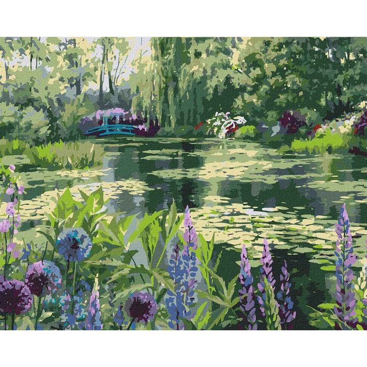 Festék készlet, kerettel, Monet kertje Givernyben - Ira Volkova, 40x50 cm