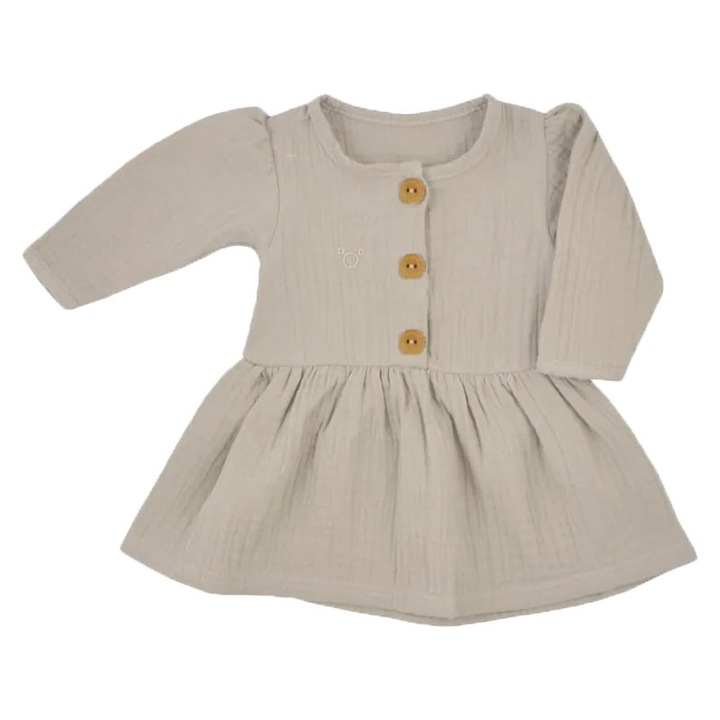 Rochita cu maneca lunga din muselina pentru fete Silky Koala 09-329, Bej 74 CM