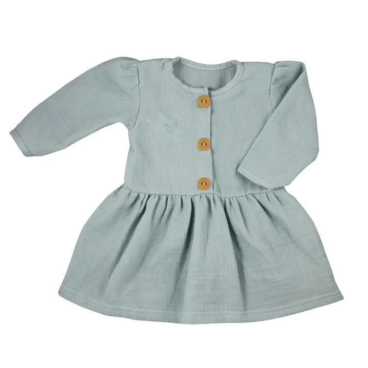 Rochita cu maneca lunga din muselina pentru fete Silky Koala 10-584-80, Turcoaz 98349
