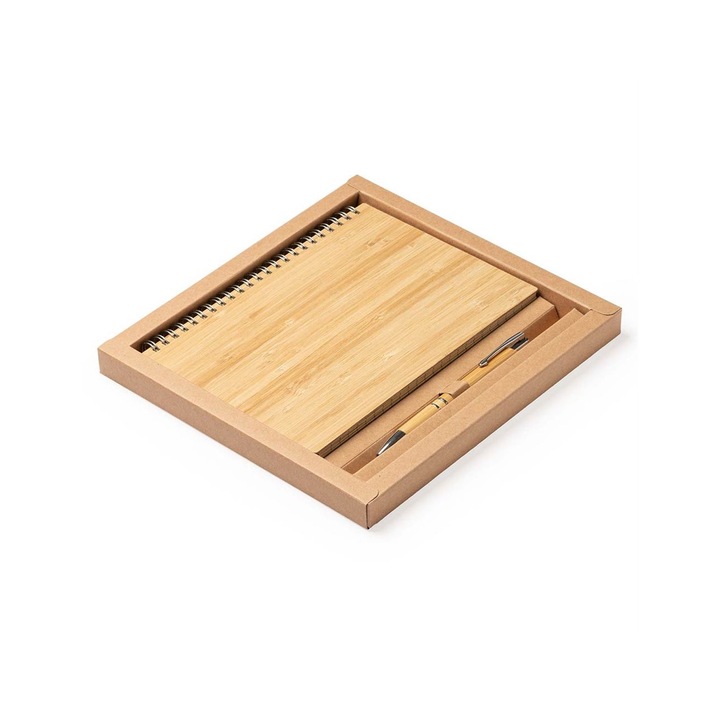 Set Eco premium caiet si pix din bambus