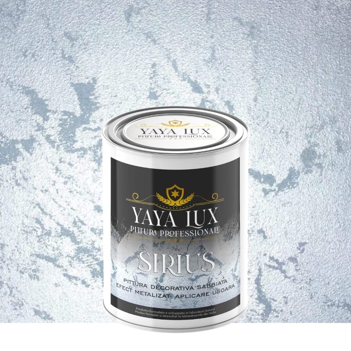Vopsea Decorativa de Lux Sirius, Argintiu Vibrant, Finisaj Mat cu Perle de Sticla, 2,5 Litri, YaYa Color
