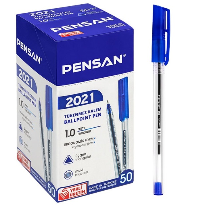 Pix albastru fara mecanism, FLR Pensan, 50 buc/set varf 1.0 mm