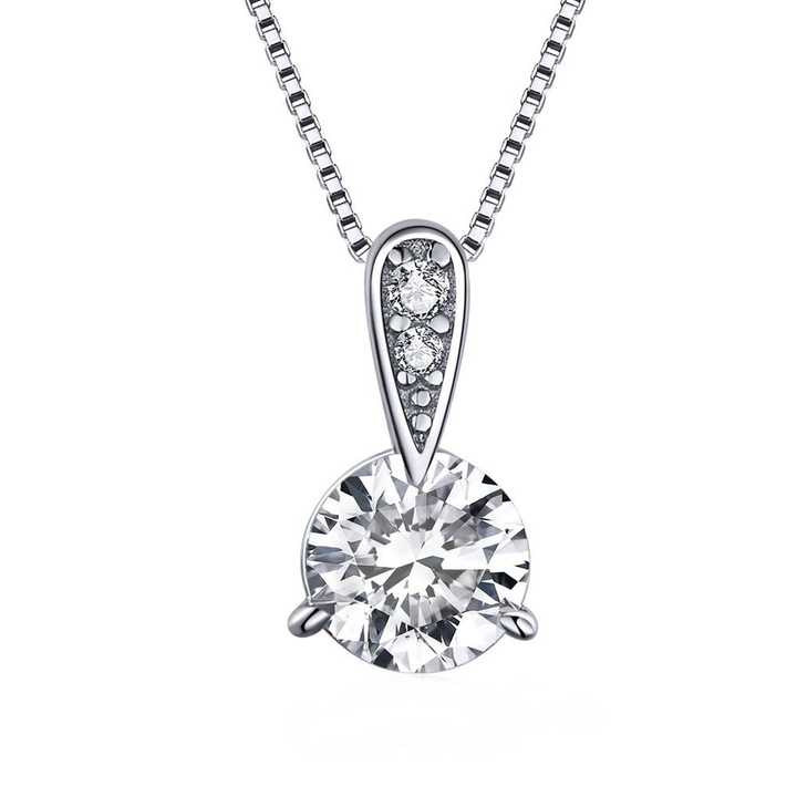 Colier din Argint cu Cristale Zirconiu, Placat cu Rodiu, Bright Diamond