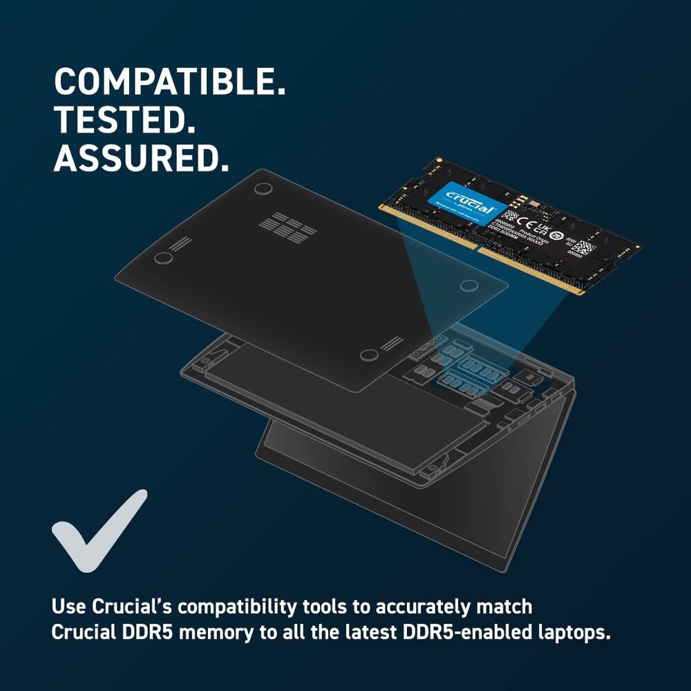 Memorie laptop Crucial, 8GB, SODIMM DDR5, 4800MHz, CL40, 1.1V