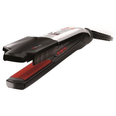 Placa de indreptat parul Valera Swiss'X Brush & Shine 100.01/IS, Accesoriu X'Brush, Ionizare, 230 grade, Display, 20 sec, 3 m, Negru/Alb