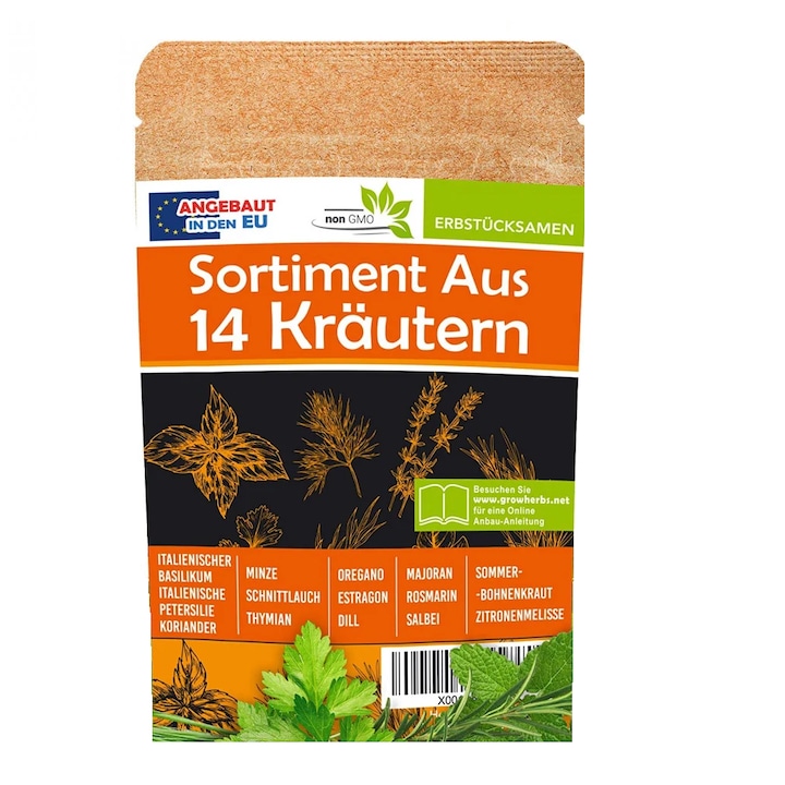 Set 14 soiuri de ierburi aromatice WaldLab, 4000 seminte, 20 g