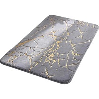 Covor Baie Elindor® din Microfibra cu Tesatura de Plus, Antiderapant, Absorbant, Moale, Dreptunghiular 80 x 50 cm, Potrivit in Fata la Cada, Cabina de Dus, WC, Chiuveta, Gri / Auriu