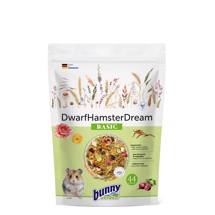 Hrana completa pentru hamsteri pitici, Bunny Nature, DwarfHamsterDream BASIC, 600 g