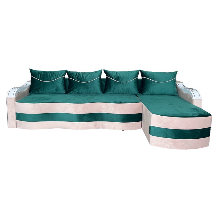 Coltar Extensibil Simona, 310x145x70 Cm, Verde-Crem