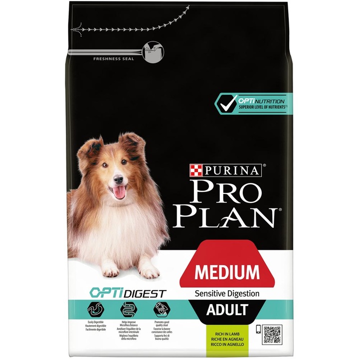 Hrana uscata pentru caini, Pro Plan, Miel, 3 Kg., Multicolor