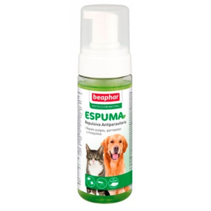 Spuma pentru deparazitare caini/pisici, Beaphar, Protejeaza impotriva capuselor/puricilor/tantarilor, 150ml