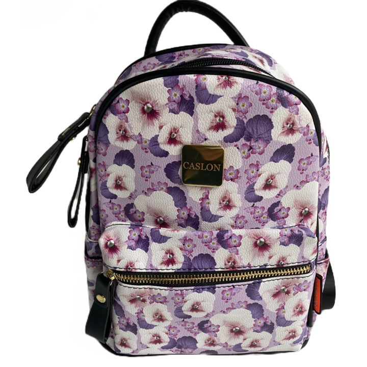 Дамска раница, PU кожа, черешови цветове, 22см x 28см x 14см