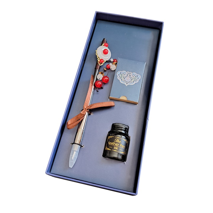 Set stilou cu penita, calimara, 5 rezerve, Naimeed D5225, model3