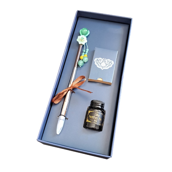 Set stilou cu penita, calimara, 5 rezerve, Naimeed D5225, model2