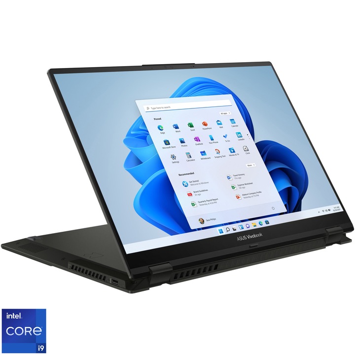 Лаптоп Ultrabook ASUS 16'' Vivobook S 16 Flip OLED TP3604VA, 3.2K 120Hz Touch, с процесор Intel® Core™ i9-13900H (24M Cache, до 5.40 GHz), 16GB DDR4, 1TB SSD, Intel Iris Xe, Win 11 Pro, Midnight Black