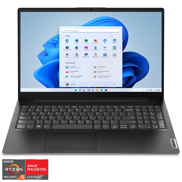 Lenovo V15 G4 AMN laptop AMD Ryzen™ 5 7520U processzorral (4M gyorsítótár, akár 4,3 GHz), 15,6" FHD, 8 GB, 256 GB SSD, AMD Radeon 610M, Windows 11 Pro, fekete