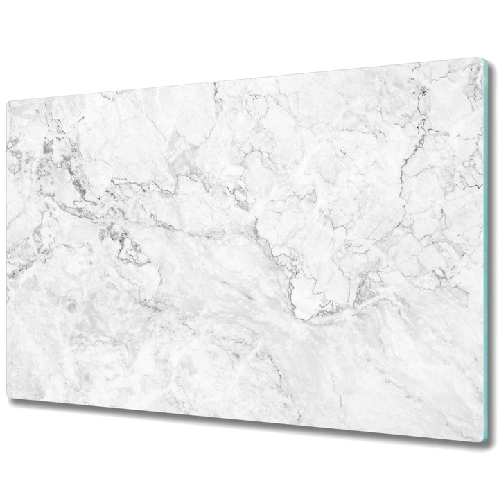Vágódeszka, Tulup, Üveg, Négyszögletes, Elegáns Márvány Művészet, Fehér, 80x52 cm, 010010520060000013313