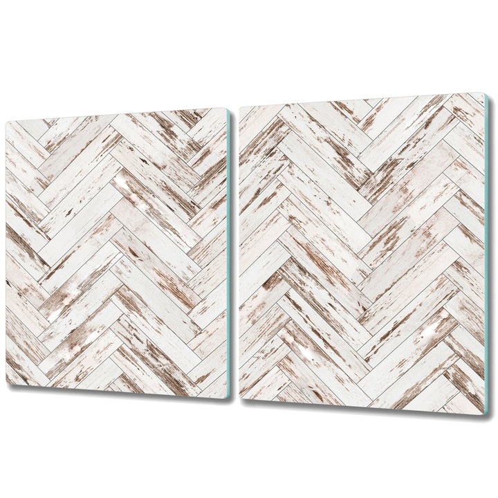 Tocator paine. Sticla. Dreptunghi. Chevron Din Lemn. Maro. 2x40x52 cm. 010010520020000011378