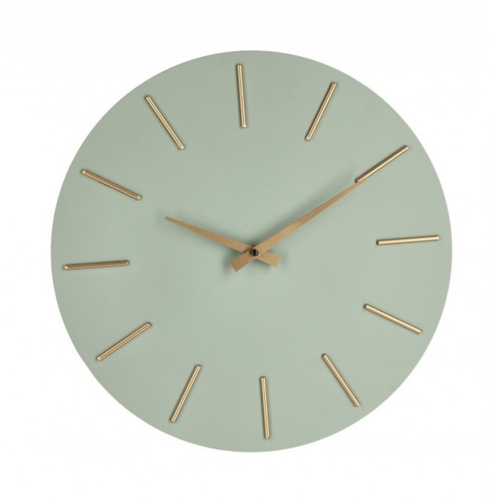 Ceas perete verde auriu Timeline 40x5 cm