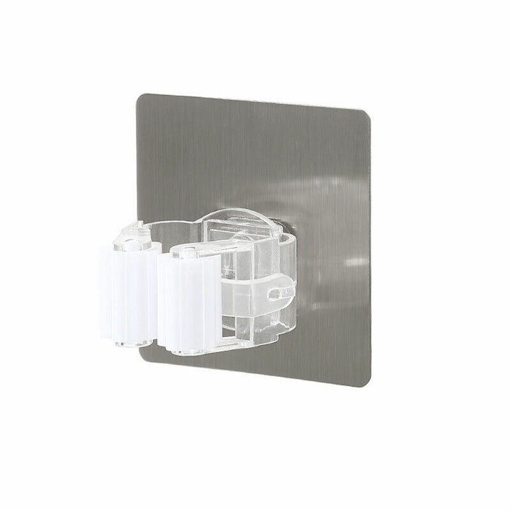 Suport Adeziv Alb Premium, pentru Matura, Mop sau Accesorii Bucatarie si Baie, CBD CORAL BEST DEALS Alb