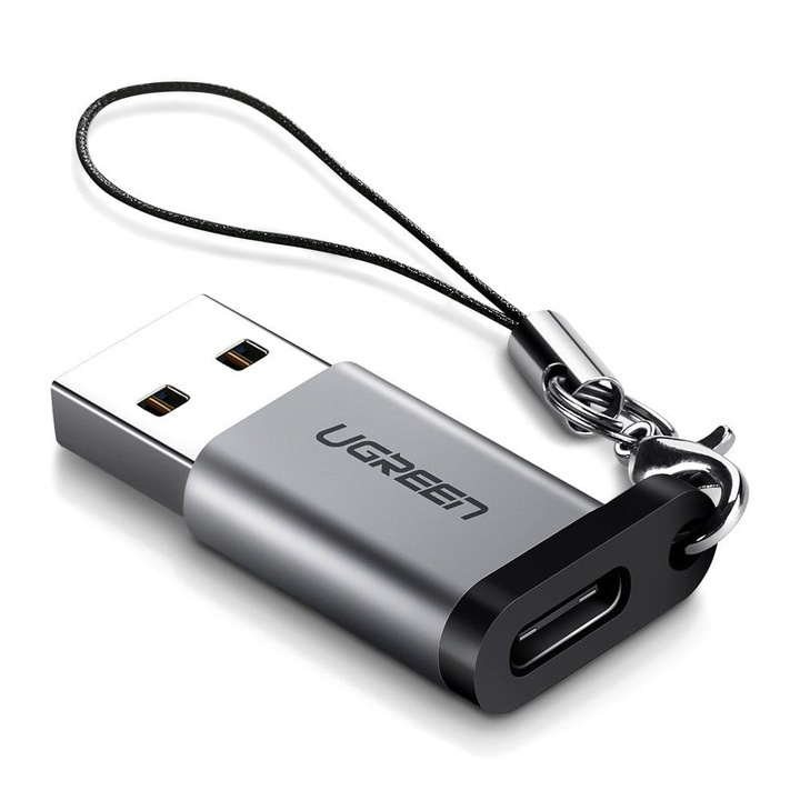 Адаптер USB 3.0 към USB-C 3.1, UGREEN, метален, сив