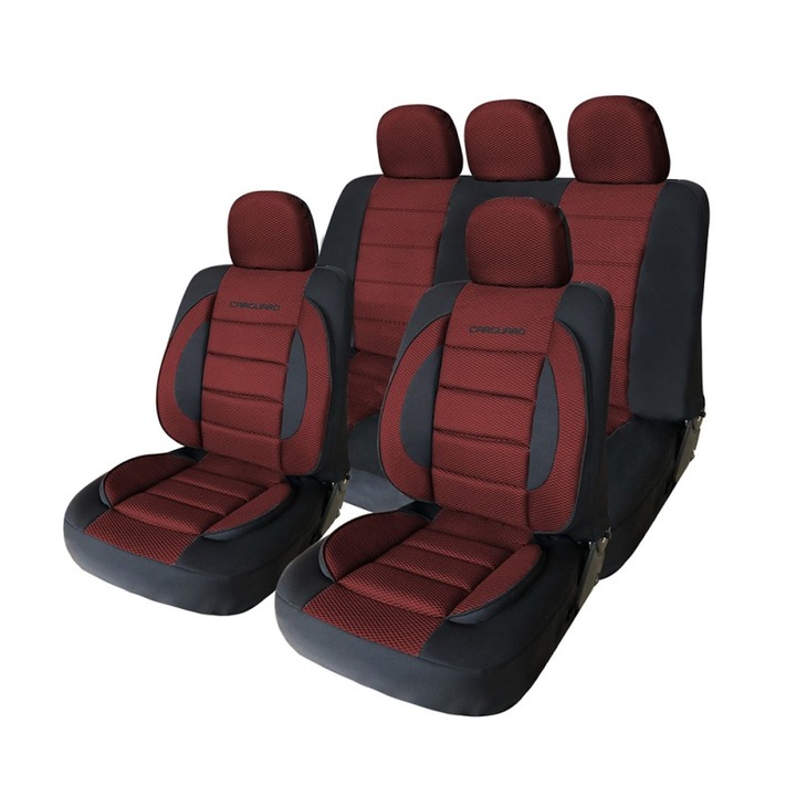 Huse scaune auto premium, Rosu cu Negru, compatibile scaune cu airbag, Universale, Carguard HSA013