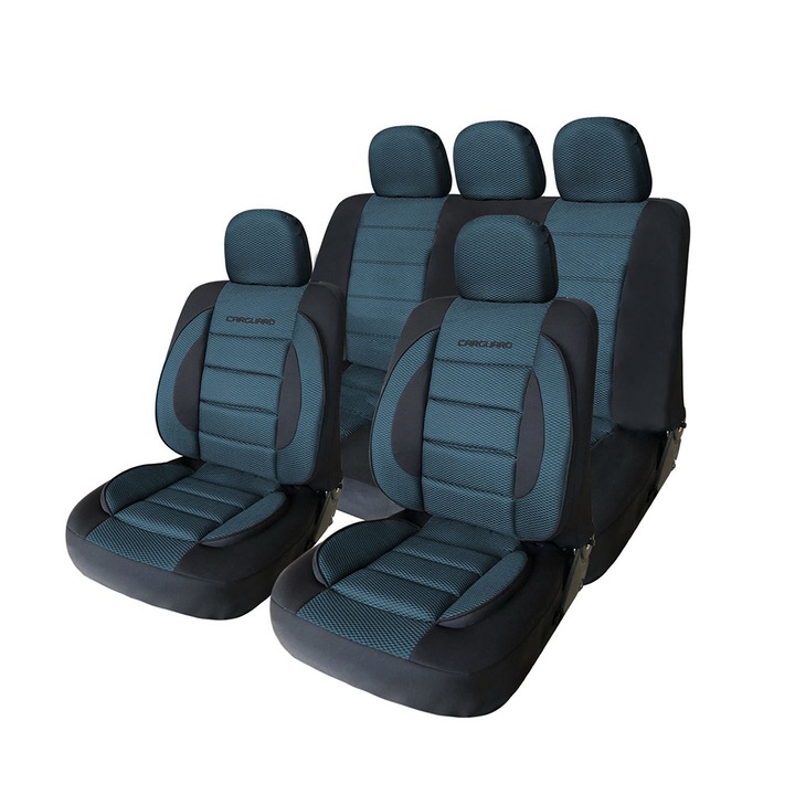 Huse scaune auto premium, Albastru cu Negru, compatibile scaune cu airbag, universale, Carguard HSA012