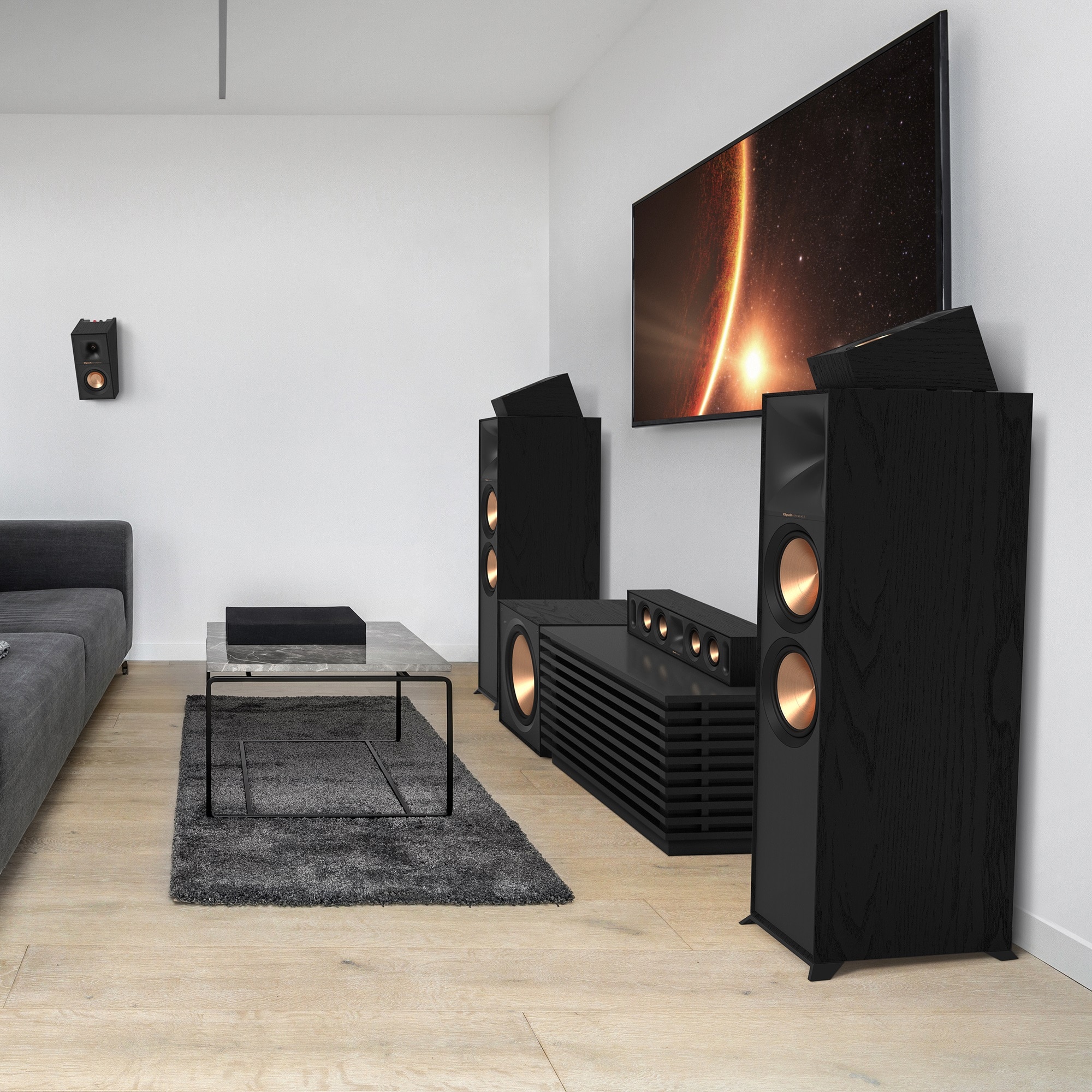 Set 2 boxe de podea Klipsch R-800F, Negru