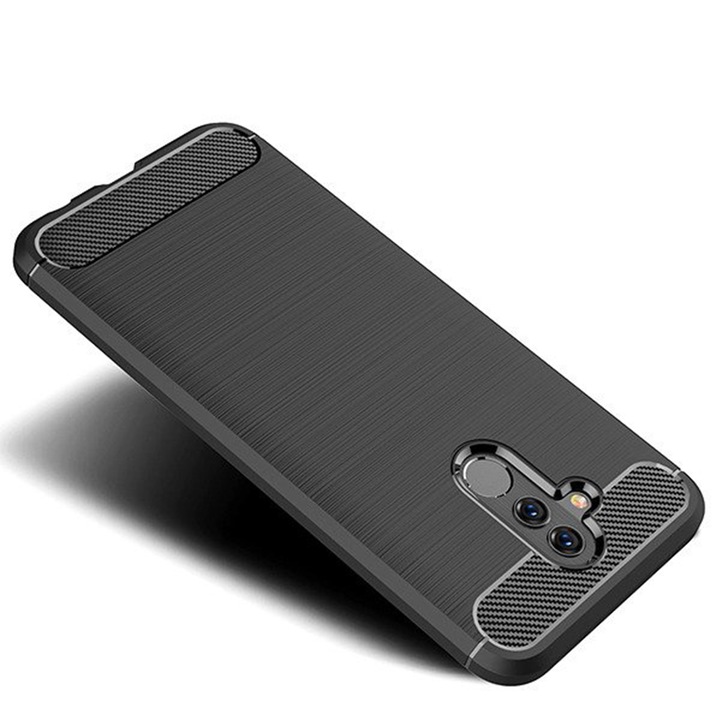 Калъф Supreme Carbon, съвместим с Huawei Mate 20 Lite, Прецизна защита, Набразден дизайн, Подсилени ръбове, Защита от пръстови отпечатъци, Черен