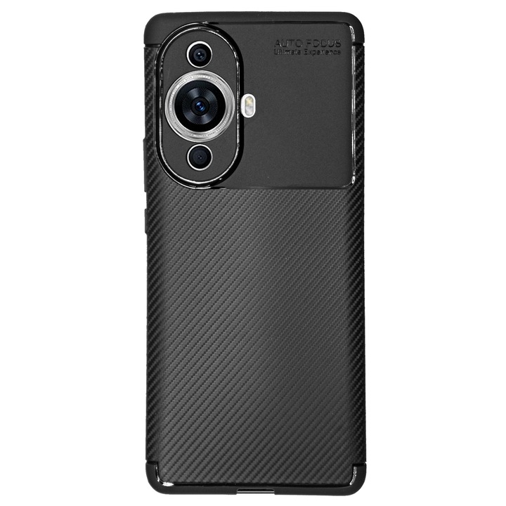 Капак SILKASE за Huawei Nova 11, AutoFocus, карбон силикон, черен цвят