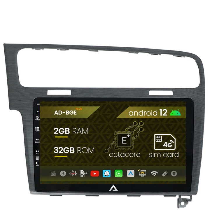 Navigatie Autodrop Volkswagen Golf 7, Android 12, E-Octacore, 2GB RAM, 32GB ROM, 10.1 Inch - AD-BGE10002, AD-BGRKIT023A