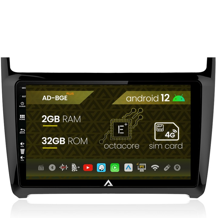 Navigatie Autodrop Volkswagen Polo (2009, ), Android 12, E-Octacore, 2GB RAM, 32GB ROM, 9 Inch - AD-BGE9002, AD-BGRKIT033