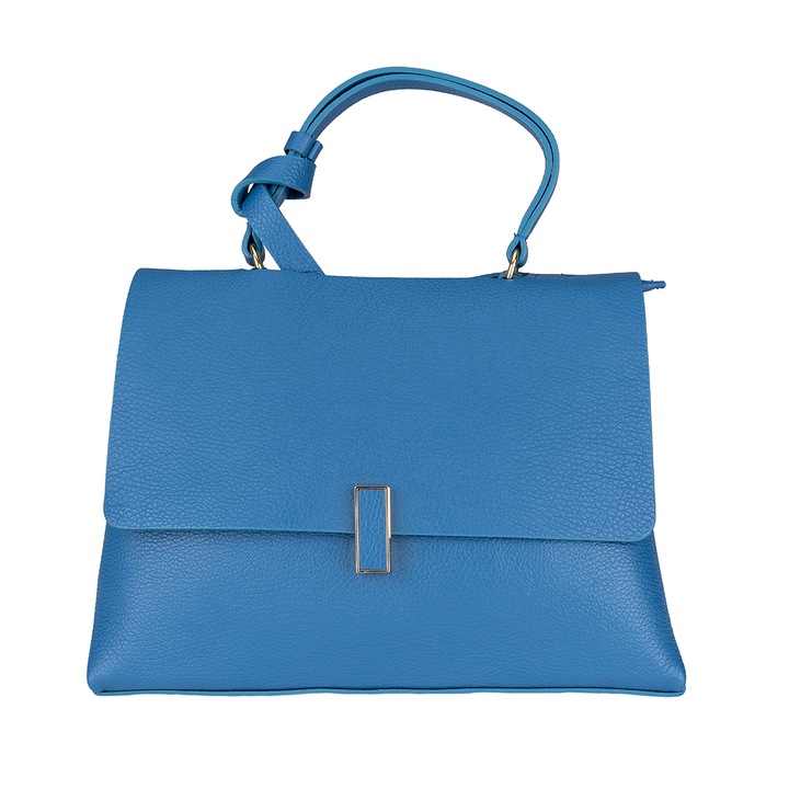 Poseta dama, piele, Toro Nero, Maria, Albastru ciel, 21*31*12 cm