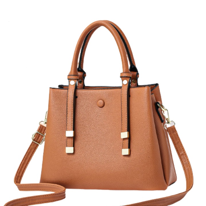Geanta dama casual din piele ecologica cu bareta detasabila ACGD455, Maro, 28x21x12 CM