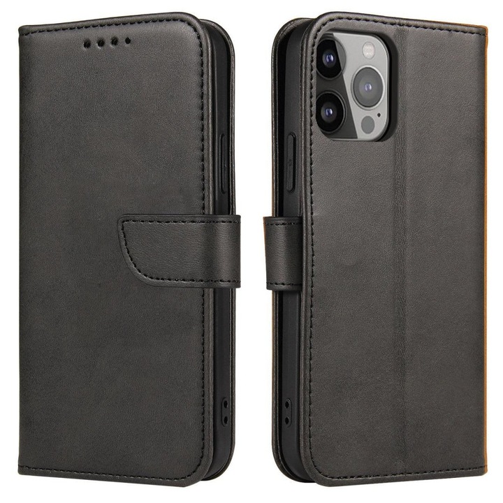Husa Magnet Wallet Stand compatibila cu Vivo Y02s / Y16 Black