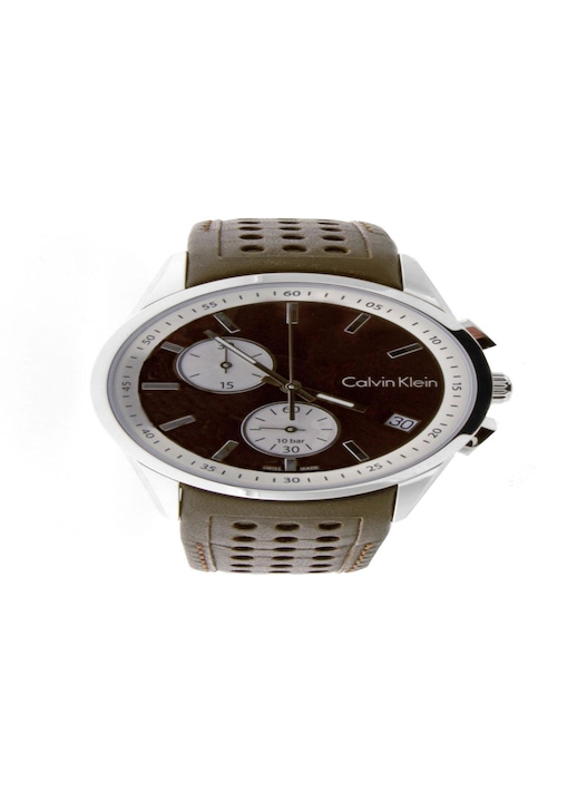 Мъжки/дамски часовник, Calvin Klein, Стомана/Кожа, 41 мм, Сребрист/Кафяв