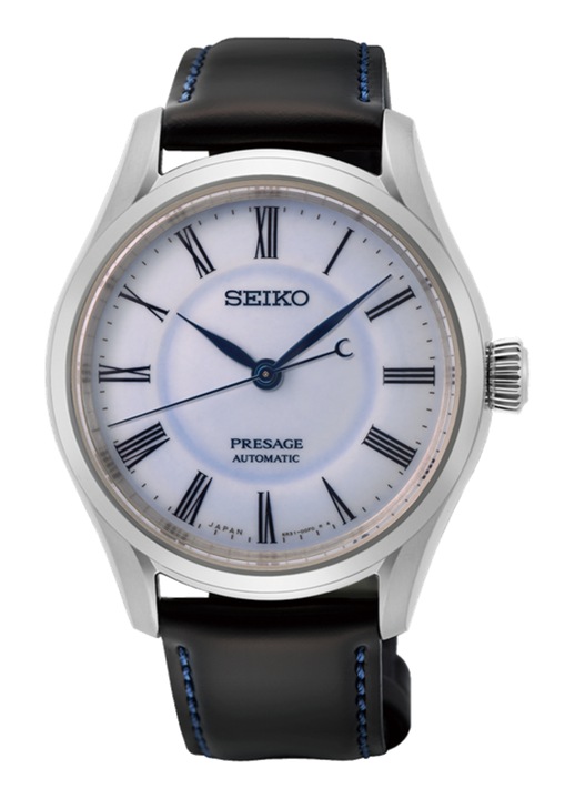 Мъжки/дамски часовник, Seiko, Стомана/Кожа, 40.50 мм, Черен/Бял